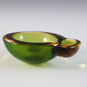 Murano Geode Green & Amber Sommerso Glass Teardrop Bowl
