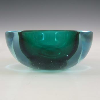 Archimede Seguso Murano Blue Glass Geode Bowl - Labelled