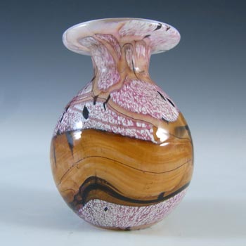 SIGNED Gozo Maltese Pink & Orange Glass \'Seashell\' Vase