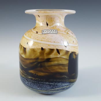 LABELLED Gozo Maltese Vintage Brown Glass \'Seashell\' Vase
