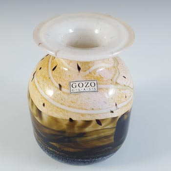 LABELLED Gozo Maltese Vintage Brown Glass 'Seashell' Vase