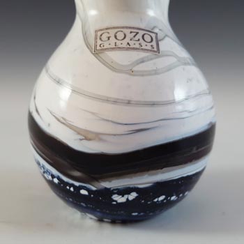 SIGNED + LABELLED Gozo Maltese Black & White Glass 'Noir' Vase