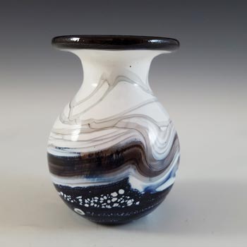 SIGNED + LABELLED Gozo Maltese Black & White Glass 'Noir' Vase
