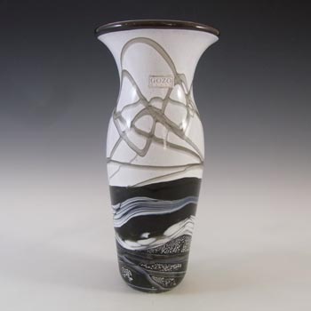 SIGNED Gozo Maltese Black & White Glass \'Noir\' Vase