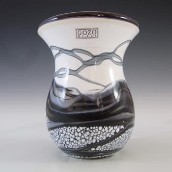 SIGNED & LABELLED Gozo Maltese Vintage Glass 'Noir' Vase