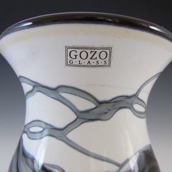 SIGNED & LABELLED Gozo Maltese Vintage Glass 'Noir' Vase