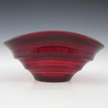 Gullaskruf Vintage 1950's Swedish Red Glass Ribbed Bowl
