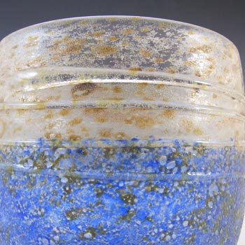 SIGNED Gusum Blue & Brown Swedish Glass Vase by Milan Vobruba