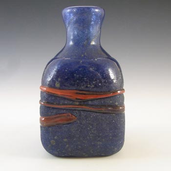 SIGNED Gusum Blue & Red Swedish Glass Vase by Milan Vobruba
