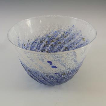 SIGNED Gusum Blue & White Swedish Glass Bowl by Milan Vobruba