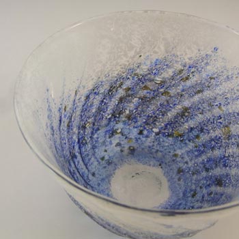 SIGNED Gusum Blue & White Swedish Glass Bowl by Milan Vobruba