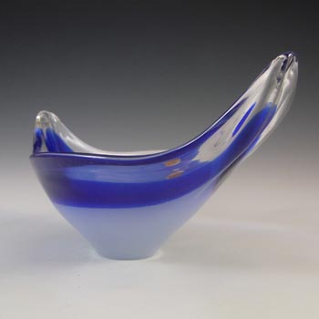 Murano / Venetian Blue & White Cased Glass Boat Shaped Bowl