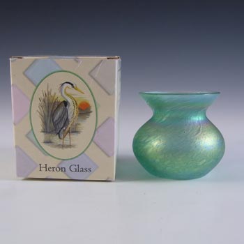 BOXED Heron Glass Green Iridescent British Vintage Posy Vase