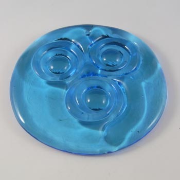 Holmegaard Blue Glass 'Three Circles' Suncatcher