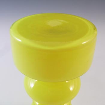 Hirschberg German Yellow Hooped Vintage Cased Glass Vase