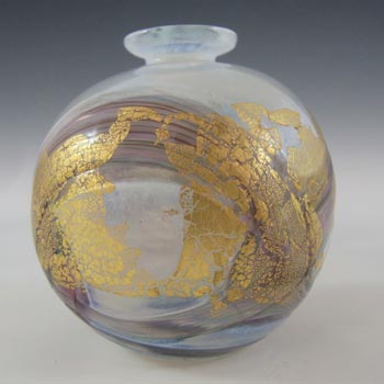 (image for) Isle of Wight Studio Golden Peacock White Glass Globe Vase