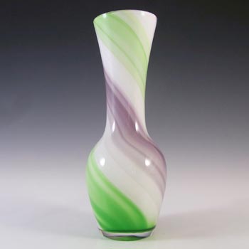 Japanese Purple, Green & White Vintage Glass Bud Vase