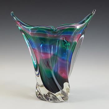 Iwatsu Hineri Japanese Multicoloured Cased Glass Vase
