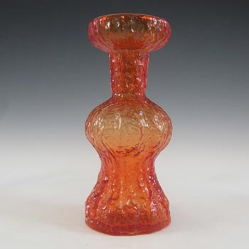 Japanese 'Old Colony' Bark Textured Red Glass Vase