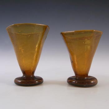 Egyptian Recycled \"Muski\" Bubbly Amber Glass Port or Sherry Glasses