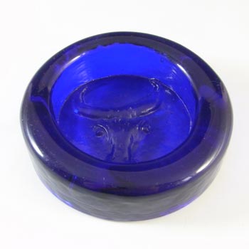 Kosta Boda Swedish Blue Glass Bull Bowl by Erik Hoglund