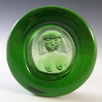 Boda Vintage Green Glass Nude Lady \"Eve\" Bowl by Eric Hoglund