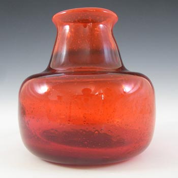 SIGNED Kosta Boda Bubbly Red Glass Vase by Erik Hoglund