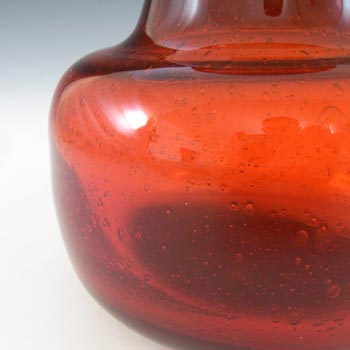 SIGNED Kosta Boda Bubbly Red Glass Vase by Erik Hoglund