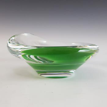 SIGNED Kosta Boda Green Glass Bowl by Vicke Lindstrand #1128