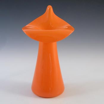 Kralik Czech Orange Glass Jack-in-the-Pulpit Vase - Marked