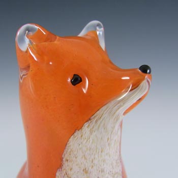 MARKED Langham British Vintage Orange & White Glass Fox