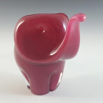 MARKED Langham Pink Glass Vintage Elephant Figurine