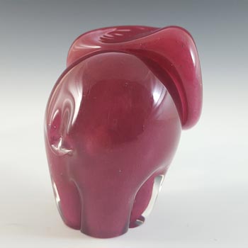 MARKED Langham Pink Glass Vintage Elephant Figurine