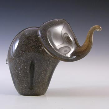 MARKED & LABELLED Langham Grey Glass Elephant Sculpture