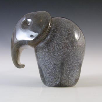 MARKED Langham Vintage Grey Glass Elephant Sculpture