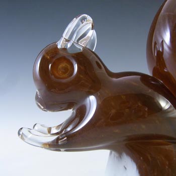 MARKED Langham British Vintage Brown & White Glass Squirrel
