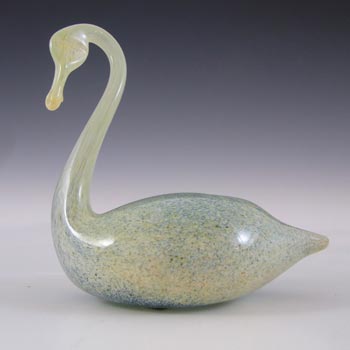 LABELLED Langham Vintage British Speckled Cream Glass Swan