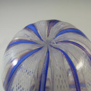 Murano Zanfirico, Aventurine & Blue Ribbon Filigree Glass Vase