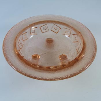 Libochovice #1443 Czech Art Deco 1930's Pink Glass Bowl