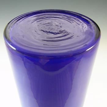 Lindshammar Vintage Swedish Blue Cased Hooped Glass Vase
