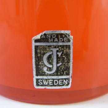 Lindshammar / JC Vintage Swedish Orange Hooped Glass Vase