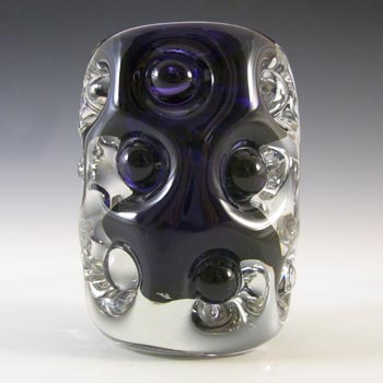 MARKED Liskeard Retro Purple Glass "Knobbly" Vase by Jim Dyer