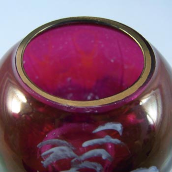 Mary Gregory Victorian Hand Enamelled Red Glass Miniature Vase