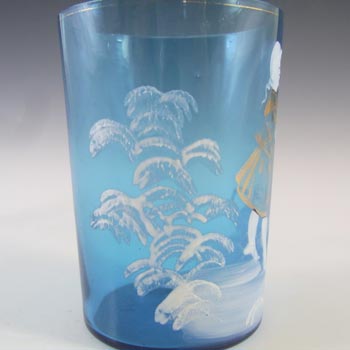 Mary Gregory Victorian Hand Enamelled Blue Glass Tumbler
