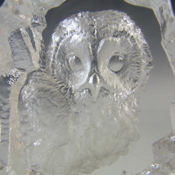 Mats Jonasson #88116 Swedish Glass Owl Paperweight - Signed