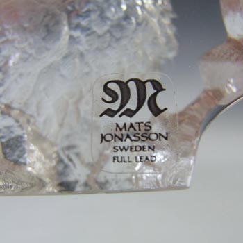 Mats Jonasson #88116 Swedish Glass Owl Paperweight - Signed