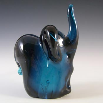Mdina Maltese Turquoise Blue Vintage Glass Elephant - SIGNED