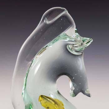 Mdina Maltese Blue, Yellow & Clear Glass Seahorse Sculpture