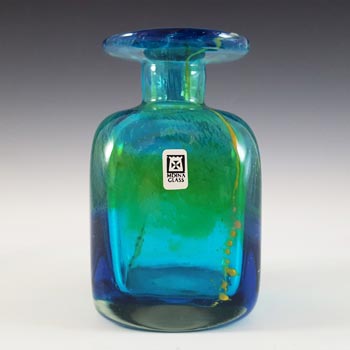 (image for) Mdina 'Blue Summer' Maltese Blue & Yellow Glass Vase - Signed
