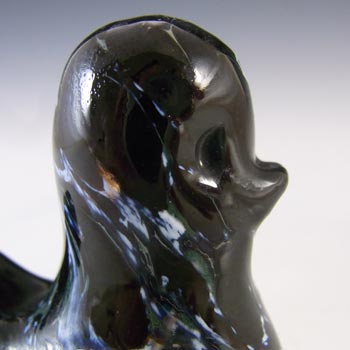 SIGNED Mdina Maltese Black & White Glass Bird Sculpture